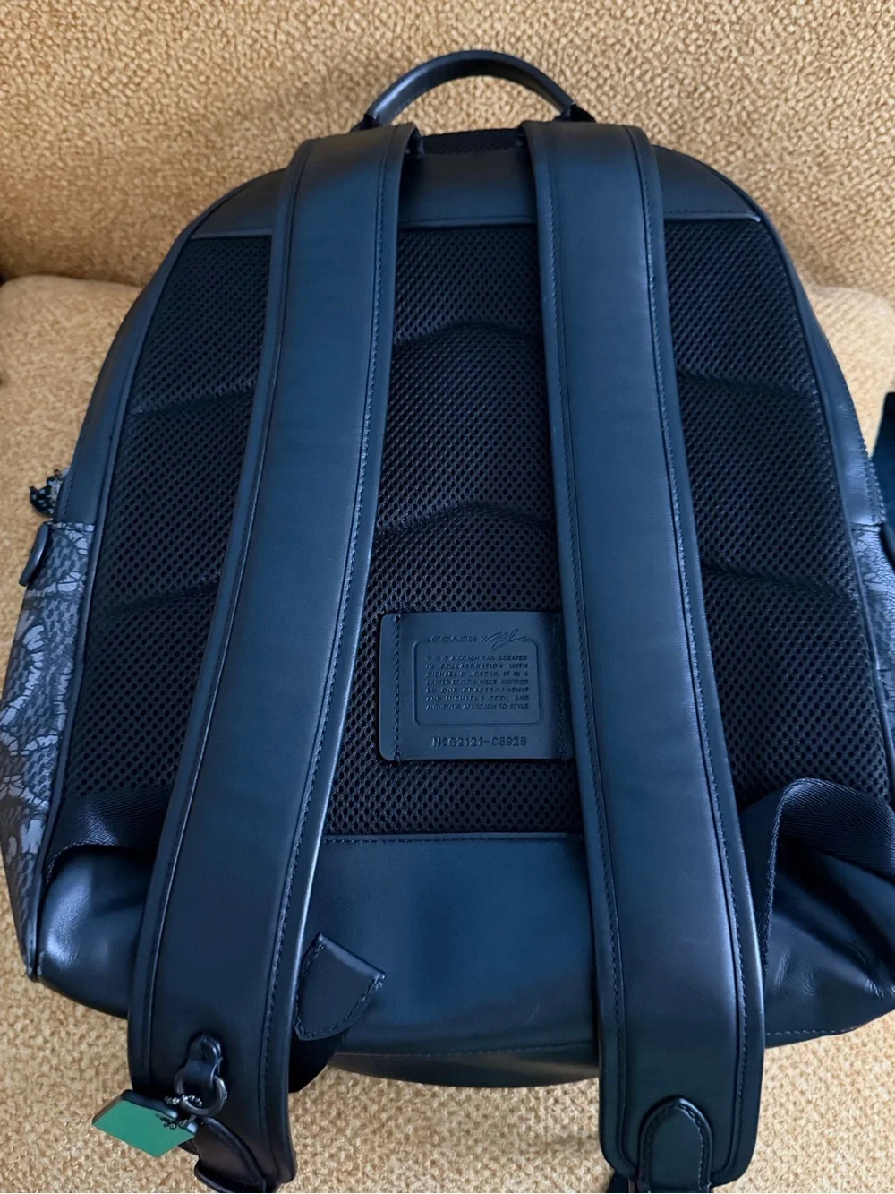 Coach Men’s Gray Signature Monogram Backpack with Black Trim